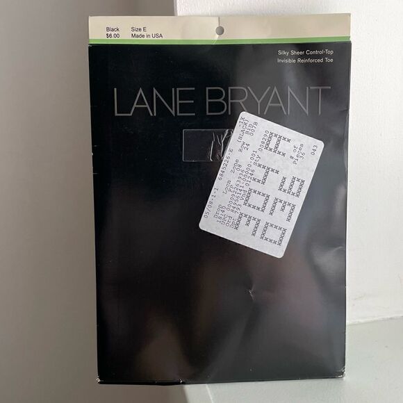 Black Silky Sheer Control Top Nylons by Lane Bryant, Size E (~ 2X) - Picture 1 of 7